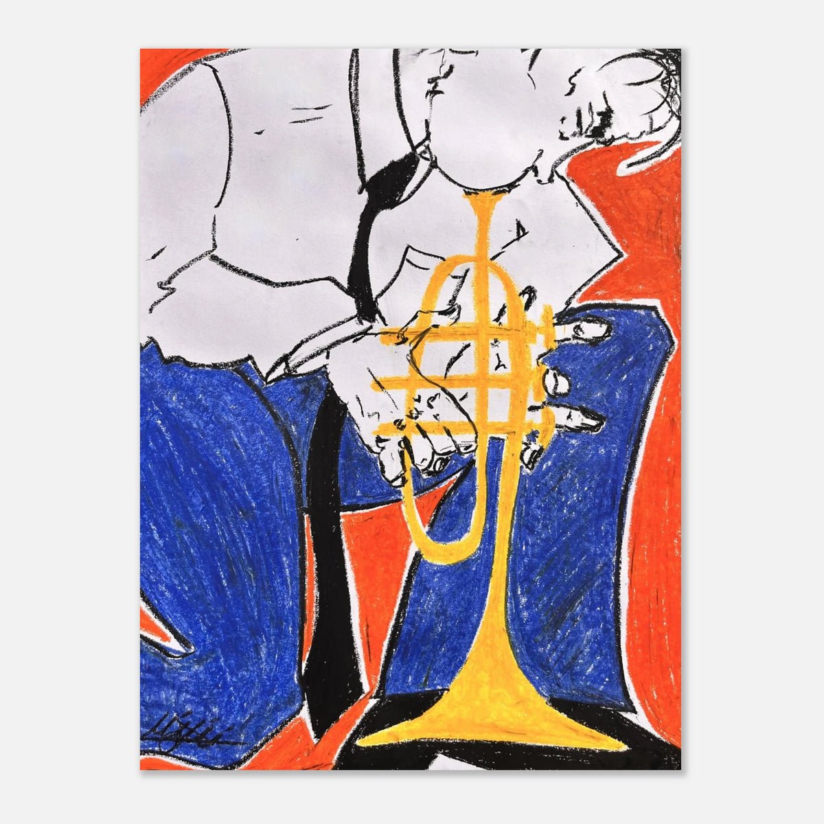 Le Trompettiste, série Jazz Band — affiche d’art en pastel gras, visuel 1 sur 6